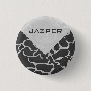 Giraffe Black and Light Grey Monogram 3 Cm Round Badge