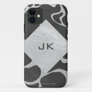 Giraffe Black and Light Grey Monogram iPhone 11 Case