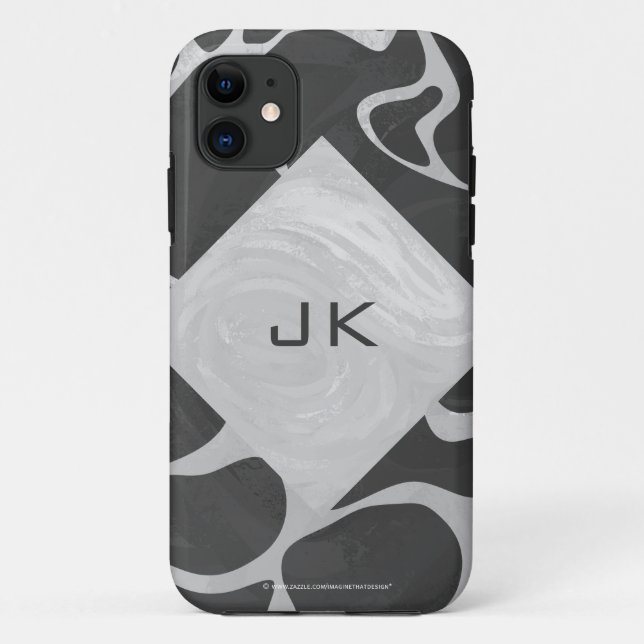 Giraffe Black and Light Grey Monogram Case-Mate iPhone Case (Back)