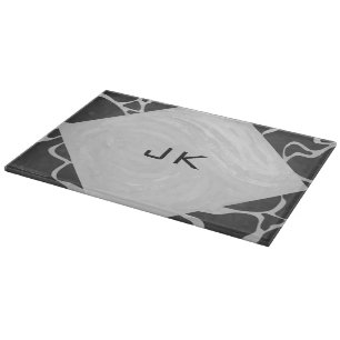 Giraffe Black and Light Grey Monogram Cutting Board
