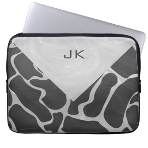 Giraffe Black and Light Grey Monogram Laptop Sleeve