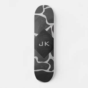 Giraffe Black and Light Grey Monogram Skateboard