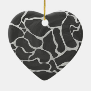 Giraffe Black and Light Grey Print Ceramic Tree Decoration