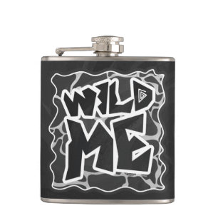 Giraffe Black and Light Grey Print Hip Flask
