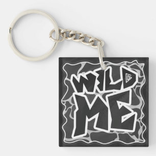 Giraffe Black and Light Grey Print Key Ring