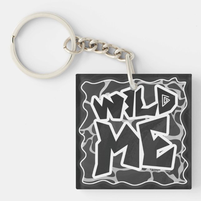Giraffe Black and Light Grey Print Key Ring (Front)