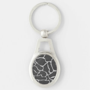 Giraffe Black and Light Grey Print Key Ring