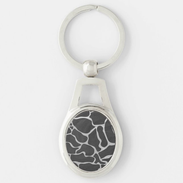 Giraffe Black and Light Grey Print Key Ring (Front)