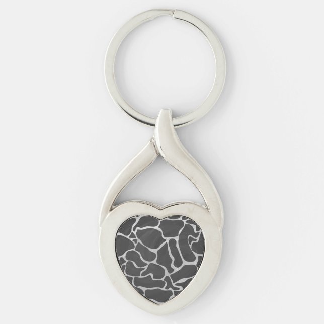 Giraffe Black and Light Grey Print Key Ring (Front)