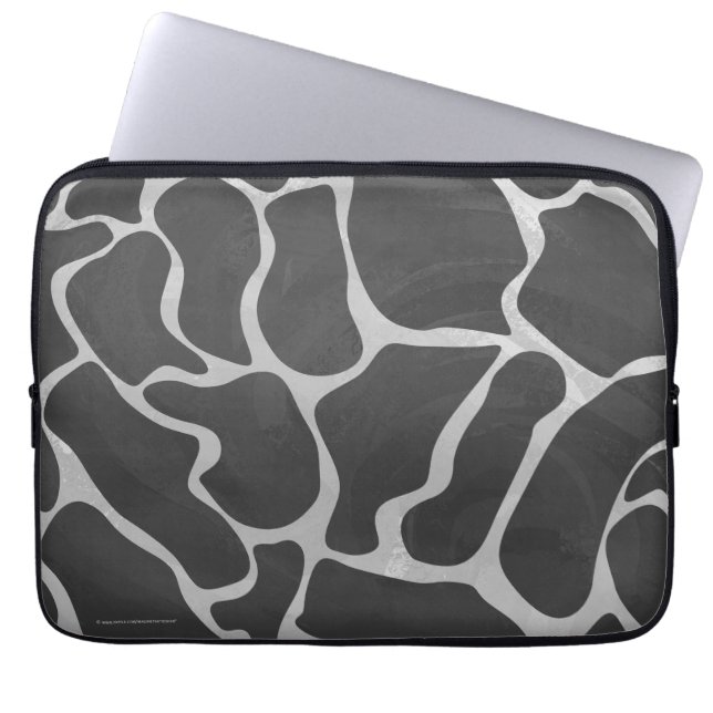 Giraffe Black and Light Grey Print Laptop Sleeve (Front)