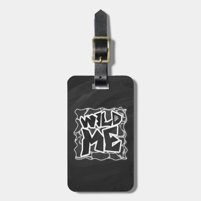 Giraffe Black and Light Grey Print Luggage Tag (Front Vertical)