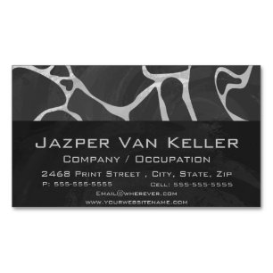 Giraffe Black and Light Grey Print Magnetic Business Card