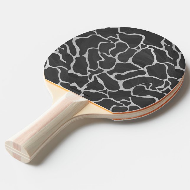 Giraffe Black and Light Grey Print Ping Pong Paddle (Front Angle)