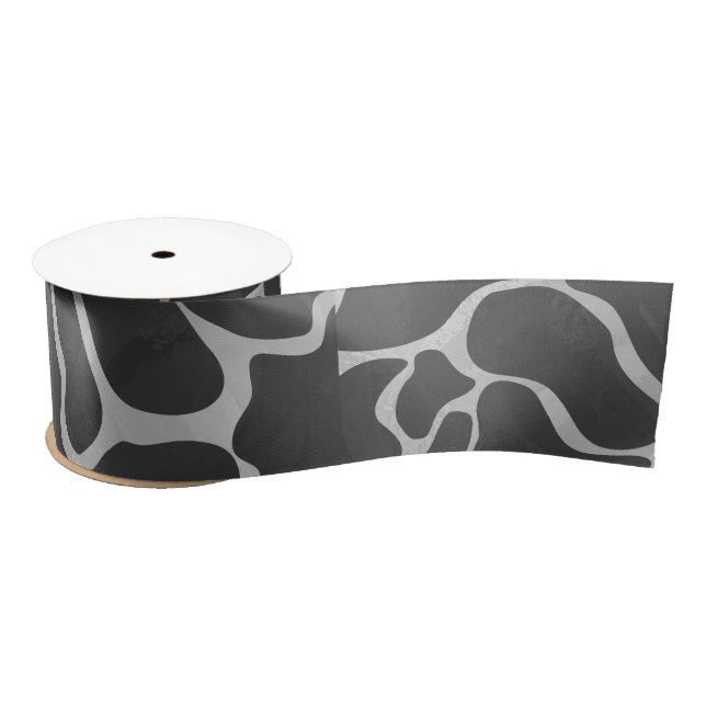 Giraffe Black and Light Grey Print Satin Ribbon (Spool)