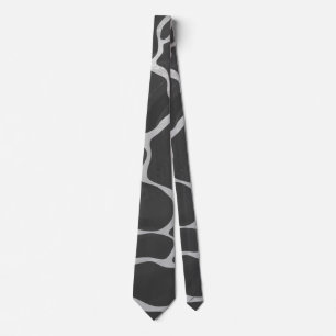 Giraffe Black and Light Grey Print Tie