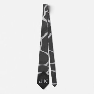 Giraffe Black and Light Grey Print Tie