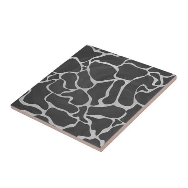 Giraffe Black and Light Grey Print Tile (Side)
