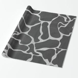 Giraffe Black and Light Grey Print Wrapping Paper