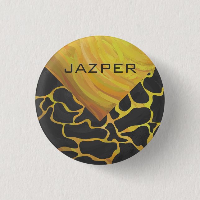 Giraffe Black and Yellow Print 3 Cm Round Badge (Front)