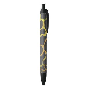 Giraffe Black and Yellow Print Black Ink Pen