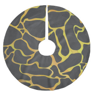 Giraffe Black and Yellow Print Brushed Polyester Tree Skirt