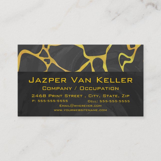 Giraffe Black and Yellow Print Business Card (Front)