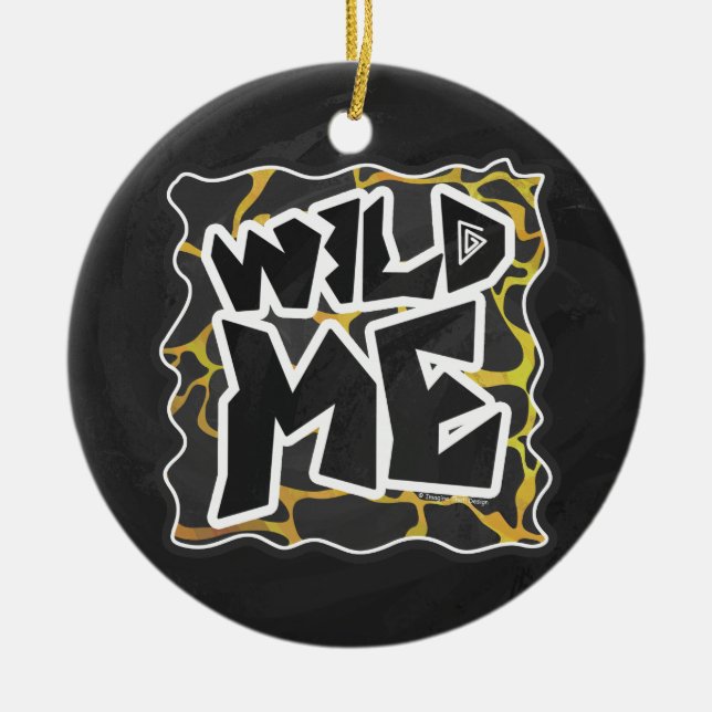 Giraffe Black and Yellow Print Ceramic Tree Decoration (Front)