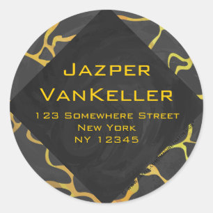 Giraffe Black and Yellow Print Classic Round Sticker