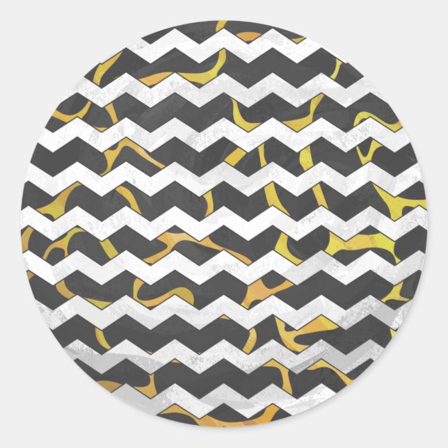 Giraffe Black and Yellow Print Classic Round Sticker (Front)