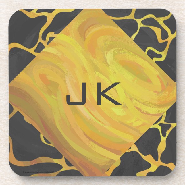 Giraffe Black and Yellow Print Coaster (Front)