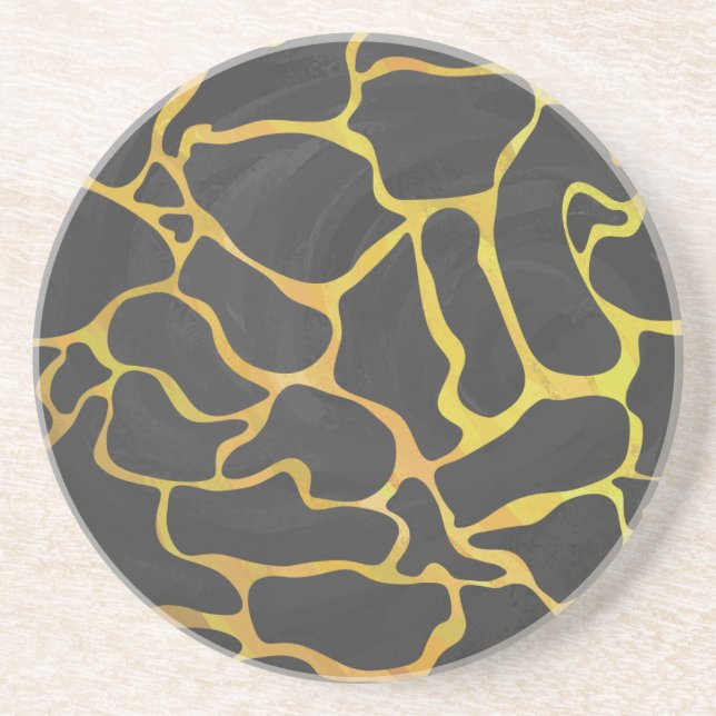 Giraffe Black and Yellow Print Coaster (Front)