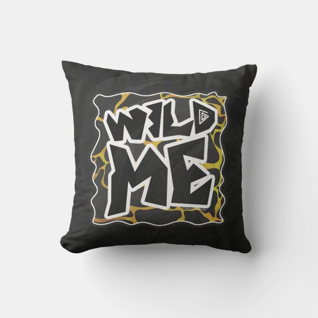 Giraffe Black and Yellow Print Cushion (Front)
