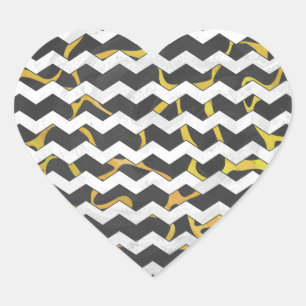 Giraffe Black and Yellow Print Heart Sticker