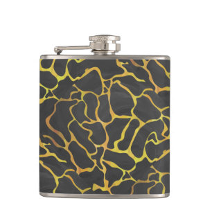 Giraffe Black and Yellow Print Hip Flask