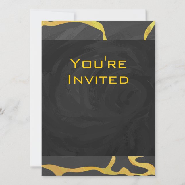 Giraffe Black and Yellow Print Invitation (Front)