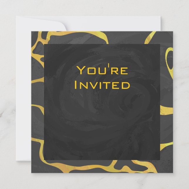Giraffe Black and Yellow Print Invitation (Front)
