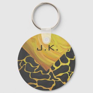 Giraffe Black and Yellow Print Key Ring