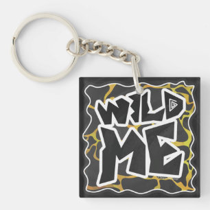 Giraffe Black and Yellow Print Key Ring