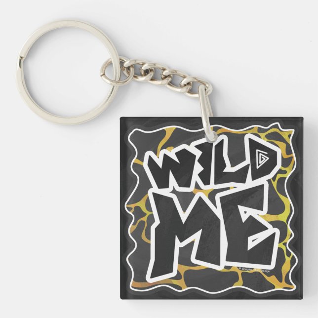 Giraffe Black and Yellow Print Key Ring (Front)