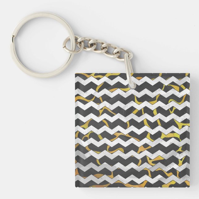 Giraffe Black and Yellow Print Key Ring (Front)