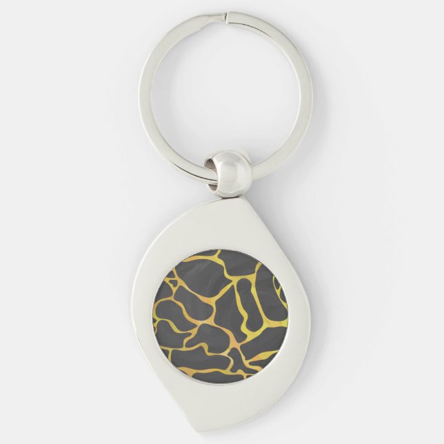 Giraffe Black and Yellow Print Key Ring (Front)