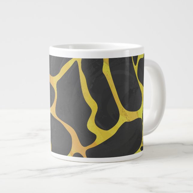 Giraffe Black and Yellow Print Large Coffee Mug (Front Right)