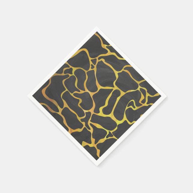Giraffe Black and Yellow Print Napkin (Corner)