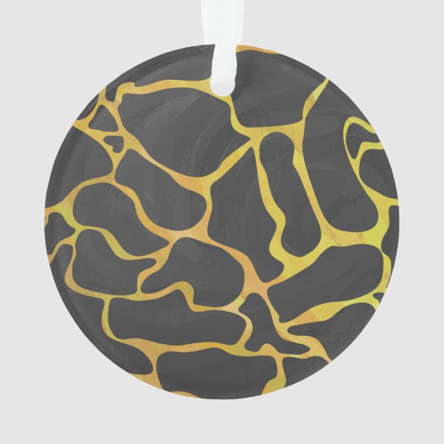 Giraffe Black and Yellow Print Ornament (Back)