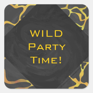 Giraffe Black and Yellow Print Square Sticker