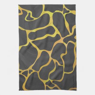 Giraffe Black and Yellow Print Tea Towel
