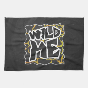 Giraffe Black and Yellow Print Tea Towel