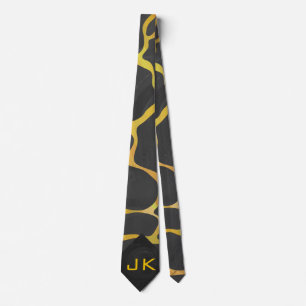 Giraffe Black and Yellow Print Tie
