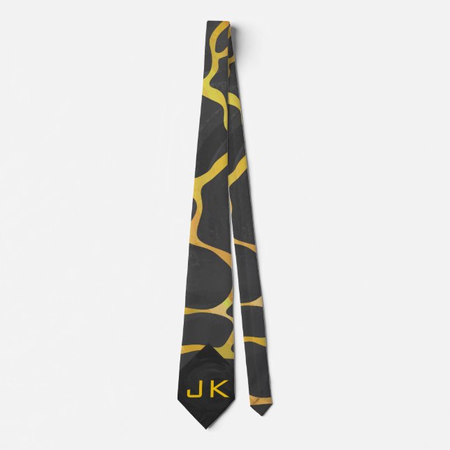 Giraffe Black and Yellow Print Tie (Front)