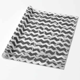 Giraffe Black, Light Grey Chevron Wrapping Paper